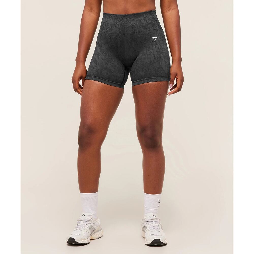 NWOT Camo Gymshark Black/Gray Athletic Activewear Biker Workout Shorts- Sz Small